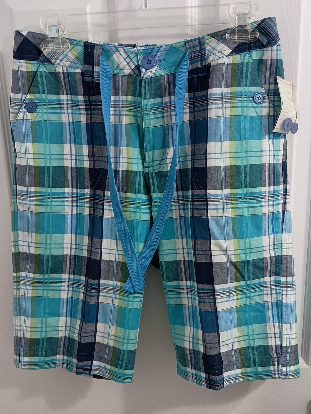 IB Diffusion  Plaid Blue & Teal Ladies  Shorts. SZ SP